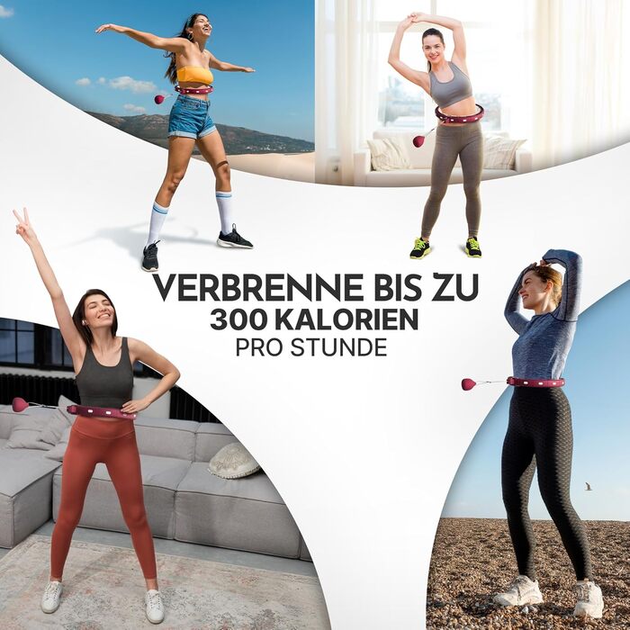 Розумний хулахуп Neolymp для схуднення та фітнесу, з лічильником калорій та відстеженням часу, регульований (29-40 см), колір Berry