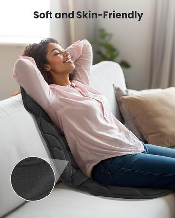 Масажне сидіння Comfier з підігрівом та вібрацією для спини та шиї. Крісло для релаксації, масажер для дому та офісу. Подарунок для жінок, чорний