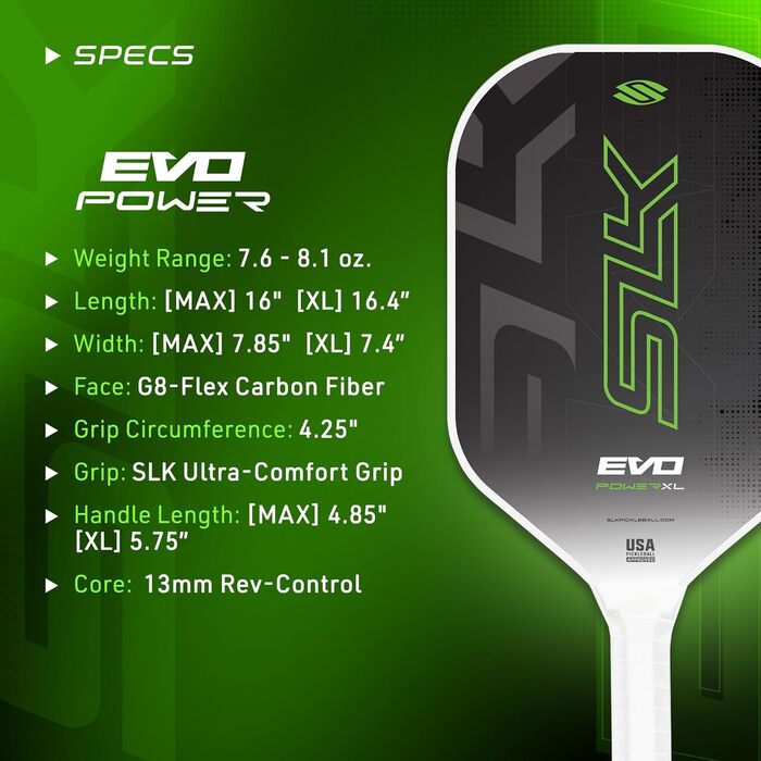 SLK Evo Power Hybrid: Плече для піклболу з гібридним покриттям, скловолокно та карбон