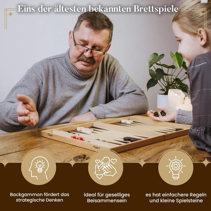 Настільна гра Нарди з дерева, преміум, Master of Chess, інкрустація махагон, 38x50 см, комплект фішок для дітей та дорослих, XL, коричневі