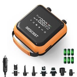 Електричний насос для SUP-дошки з акумулятором, 20 PSI компресор з функцією спуску повітря, двоступеневий автоматичний насос для сапборда, каяка, човна та намету