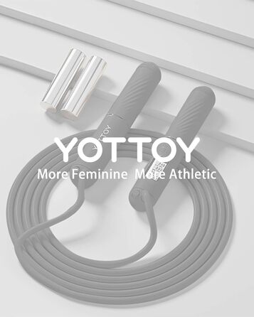 Бездротовий скакалка YOTTOY 2-в-1 з лічильником та обтяженням, LCD-дисплеєм для кардіо та кросфіту, чорна