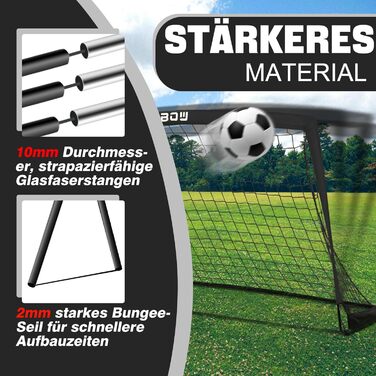 Дитячі воріта для футболу RUNBOW 1,8 x 1,2 м, портативні, з сумкою для перенесення (2 шт., чорний)