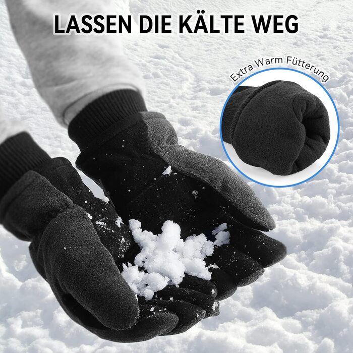 Зимові рукавички OZERO для чоловіків та жінок -30°C, з оленячої шкіри, водонепроникні, вітронепроникні, для водіння, піших прогулянок, велосипеда (L, сірий)