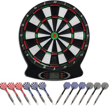 Електронний дартс Dartscheibe з 12 стрілками та LCD-дисплеєм, голосовий супровід, живлення від батарейок