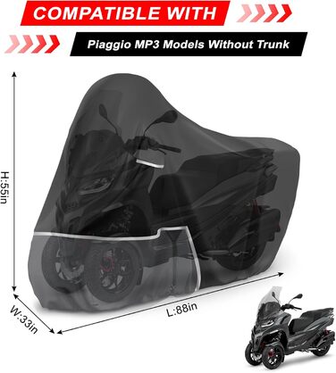 Водонепроникний чохол для мотоцикла Piaggio Vespa GTV GTS GT 60/125/200/250/300, захисний тент з тканини 420D Oxford, чорно-сірий