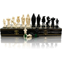 Шахи Master of Chess Black & White Edition: дерев'яна шахівниця, пластикові фігури, середньовільний стиль