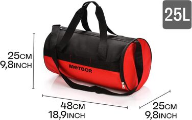Спортивна сумка для фітнесу та подорожей 25 л з окремим відділенням для взуття, червоно-чорна (унісекс)