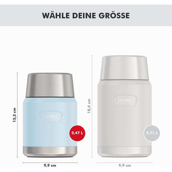 Термос для їжі Thermos ICON, 0.47 л, Sky Mat — контейнер для харчування (зберігає тепло до 14 годин)