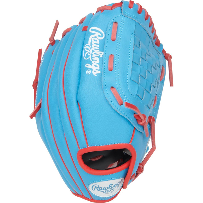 Рукавиця бейсбольна Rawlings Spieler Serie T-Ball / Юніорська (22.9-29.2 см), права рука, Columbia Blue/Scarlet, 10.5