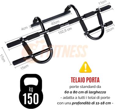Турнік FFitness FSMDK811 для дверей, професійний, до 150 кг, Iron Gym, для дому, з підставкою, для грудей і трицепса