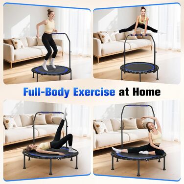 Трамплін для фітнесу в приміщенні, складаний, Ø101см, 150 кг, стабільний, тихий, блакитний