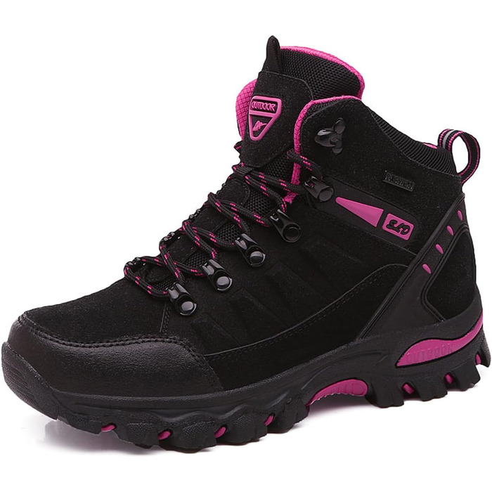 Трекінгові черевики для туризму: жіночі та чоловічі, зручні, легкі, з неслизькою підошвою, розміри 36-45 EU, кольори чорний та рожевий