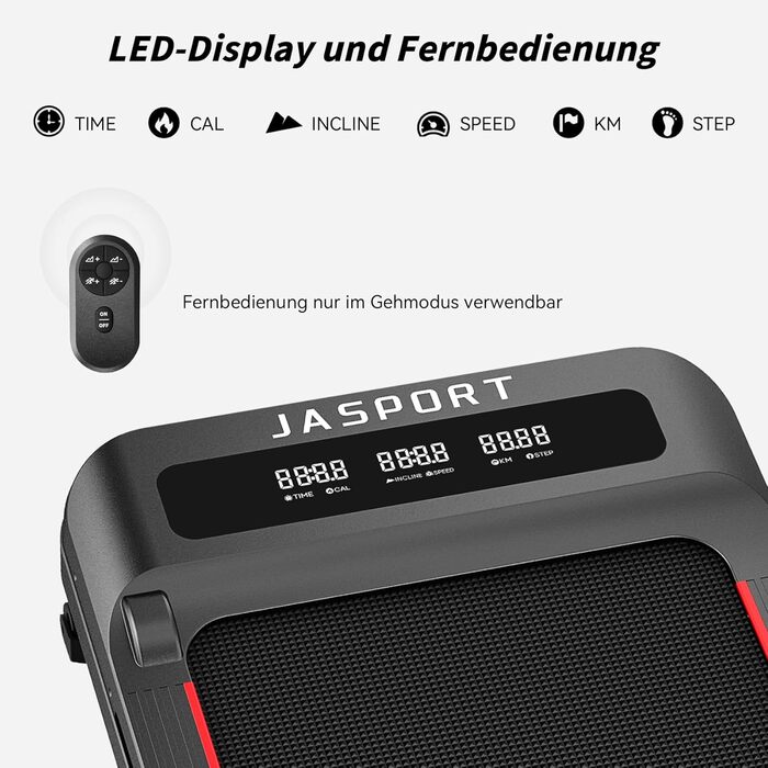 Біговий тренажер JASPORT H з нахилом 12°, 2-в-1 Walking Pad до 14 км/год, двигун 3.0HP, 18 програм, сенсорний та пульт дистанційного керування, Dual LED, складний 157 мм, Bluetooth App Zwift/Kinomap, для дому та офісу (GL3H)
