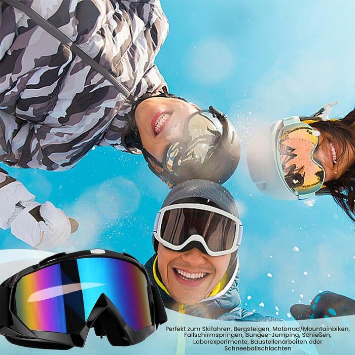 Універсальні захисні окуляри для лиж, сноуборду та мотокроссу (Ski & Motocross Goggles) з чохлом, сумісні з окулярами для зору