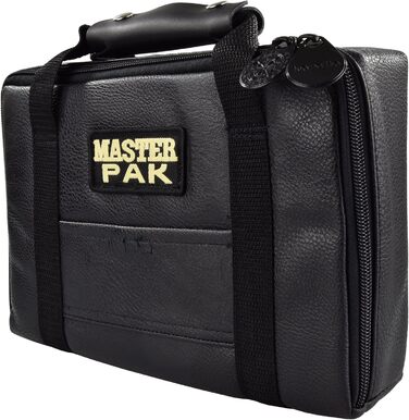 Дартс-кейс Karella Master Pak для 3 комплектів, шкіряний, чорний, з відділеннями для аксесуарів