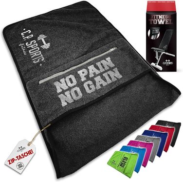 Рушник для фітнесу C.P. Sports: мікрофібра, фіксація, кишеня на блискавці, для тренувань, м'який, великий, 5 кольорів (темно-сірий)