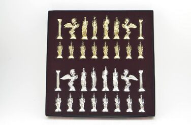 Шахи міфологічні металеві, середнього розміру, для дорослих, ручної роботи, шахові фігури та дошка з натурального масиву дерева, з внутрішнім зберіганням, висота короля 8 см