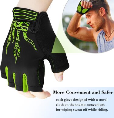 Велосипедні рукавички Soer з гелевою підкладкою, напівпальцеві, для гірського велосипеда, спортивні, чоловічі (світло-зелені)