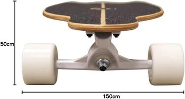 Surfskate Coasto: Скейтборд для скейтпарку, вулиці, памптреку та серфінгу - Круїзер, Offroad - Професійні траки - Прозорий гріптейп (синьо-чорний)