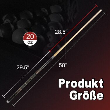 Більярдний кий, 58", наконечник 12.5 мм, LED, для початківців та професіоналів, 20oz, C4816