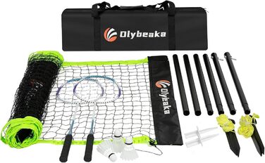 Набір для бадмінтону вуличний 3.66м Schwarz: 2 ракетки, 3 волани, сумка, сітка - для пляжу, подвір'я