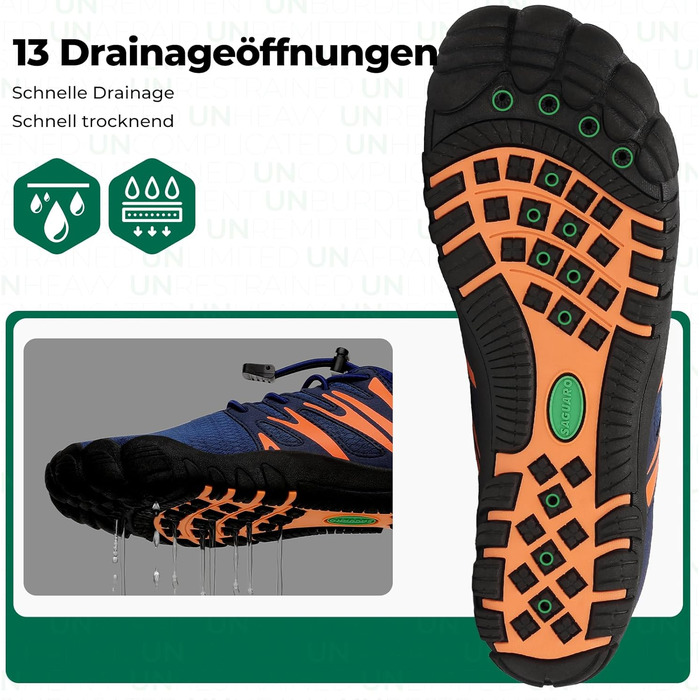 Чоловічі тапочки-шльопанці SAGUARO для плавання та відпочинку, дихаючі, швидко сохнуть, широка передня частина, розмір 39-48, блакитні