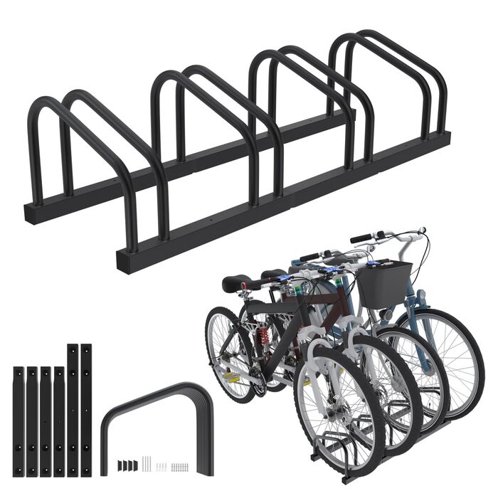 Підставка для велосипедів Froadp на 4 велосипеда, для шини 30-65 мм, гальванізована сталь, монтаж на підлозі та стіні, чорний колір
