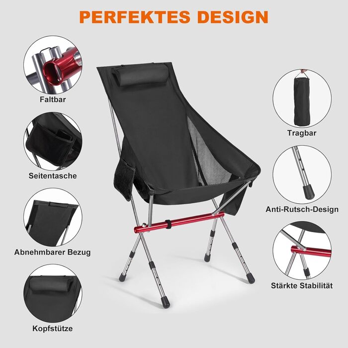 Складний туристичний стільчик Jianyana для відпочинку на природі: риболовля, пляж, сад. Максимальне навантаження 150 кг.