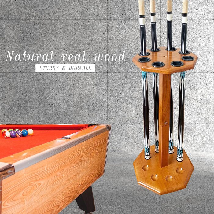 Стійка для більярдних київ на 8 київ, аксесуар для більярдного столу, дерев'яна підставка, підставка для київ для більярдного залу (FLOOR-8-MAHOGANY) (Boden-8-eiche)