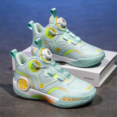 Дитячі баскетбольні кросівки Mateju, High Top, для занять спортом на вулиці, дихаючі, антиковзкі (38 EU, Зелені)