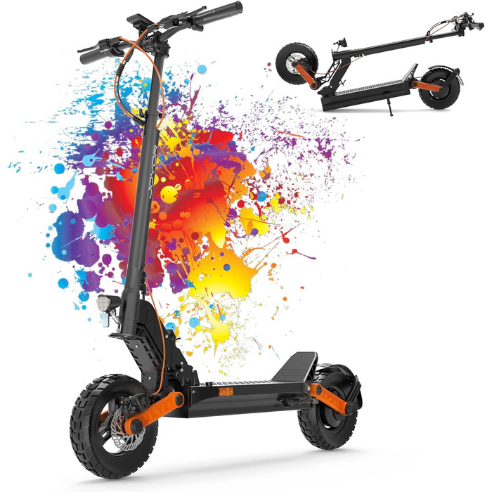 Електросамокат JOYOR S-Серія 48/60В 13/18/26Аг, запас ходу 40-90 км, механічна/гідравлічна гальмівна система, подвійна амортизація, складаний, 10-дюймові колеса