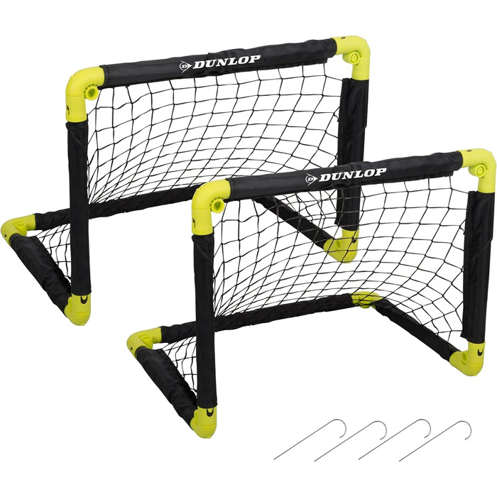 Складані футбольні ворота Dunlop для дітей, 2 шт, 50x44x44 см, чорні/жовті, для саду та кімнати, тренувальні аксесуари