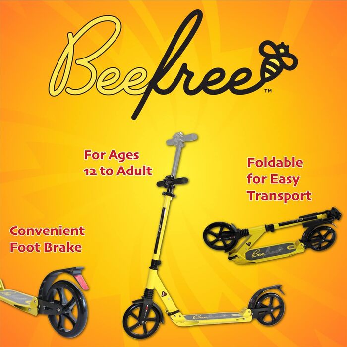 Самокат трюковий Bee Free Kick для дітей, підлітків та дорослих, з регульованим кермом, складаний, з ножним гальмом та амортизацією