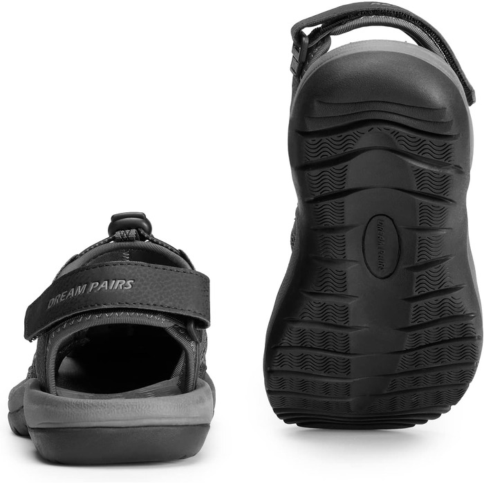 Чоловічі сандалі Dream Pairs для походів та пляжу, чорно-сірі, 40 EU, протиковзкі, дихаючі, літні