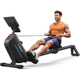 Гребний тренажер MERACH R15B2 для дому, складаний, з магнітним гальмом, тихий, з додатком, подовжені рейки, ручне регулювання
