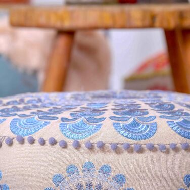 Пуф Mandala Life ART Blauer круглий синій 60x20 см, бавовна, бохо, для дому та тварин, без наповнювача