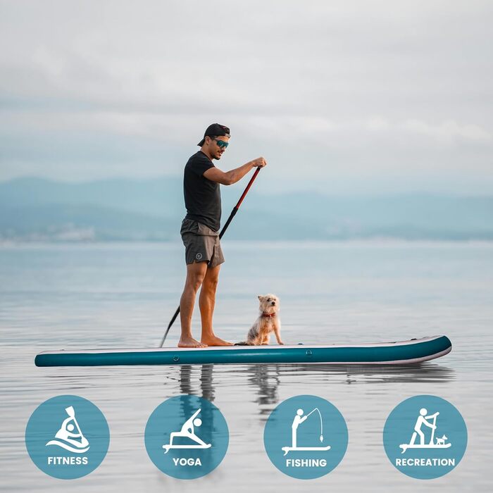 SUP дошка FEATH-R-LITE надувна, 3м, зелено-біла - комплект (весло, насос, рюкзак, ліш, плавники) для початківців та професіоналів