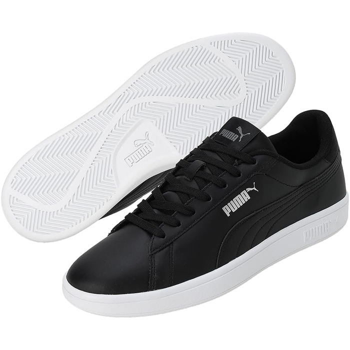 Кросівки Puma Smash 3.0 L унісекс, чорні з білою підошвою, розмір 44.5 EU