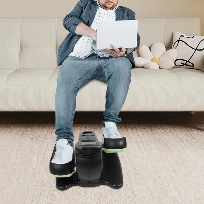 Еліптичний тренажер під стіл з пультом та дисплеєм, регульована швидкість, електричний, для дому, чорний+зелений