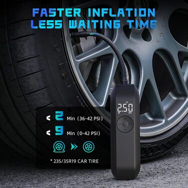 Електричний насос CYCPLUS 150 PSI для авто, велосипедів, мотоциклів та м'ячів, акумуляторний, з LED-дисплеєм та автостопом