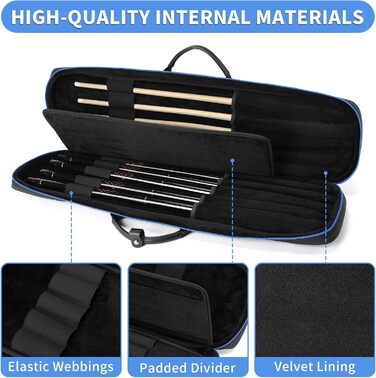 Чохол для кия BOSSTIN, 3x4 / 5x5, для більярдних київ, м'який, з підкладкою, синій