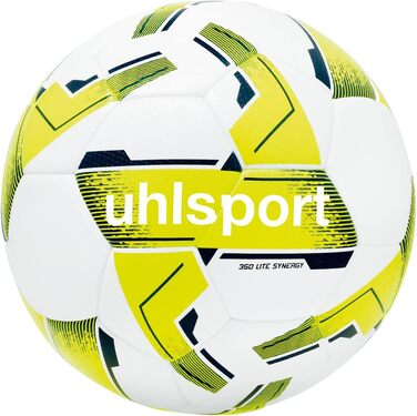 Футбольний м'яч Uhlsport 350 LITE Synergy Junior, для тренувань і ігор, розмір 4/5, білий/жовтий/синій, для дітей 10-12 років