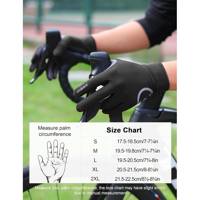 Велосипедні рукавички INBIKE зимові, чорні, для катання на велосипеді, лижах, бігу, з підкладкою для сенсорного екрану, теплі, вітронепроникні, антиковзаючі