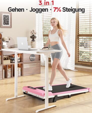 Walking Pad для дому HomeFitnessCode: електричний біговий килимок з нахилом, 1-8 км/год (Рожевий)