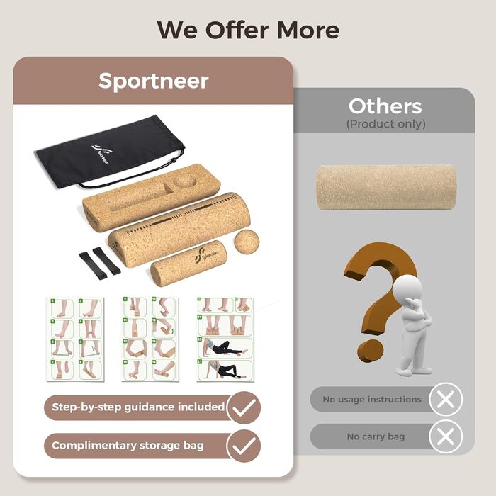 Набір балансувальних дощок Sportneer з натурального корку з сумкою – тренажер для ніг та балансу, для полегшення болю в ногах, тренування склепіння стопи, покращення балансу та стабільності, зміцнення гомілковостопного суглоба