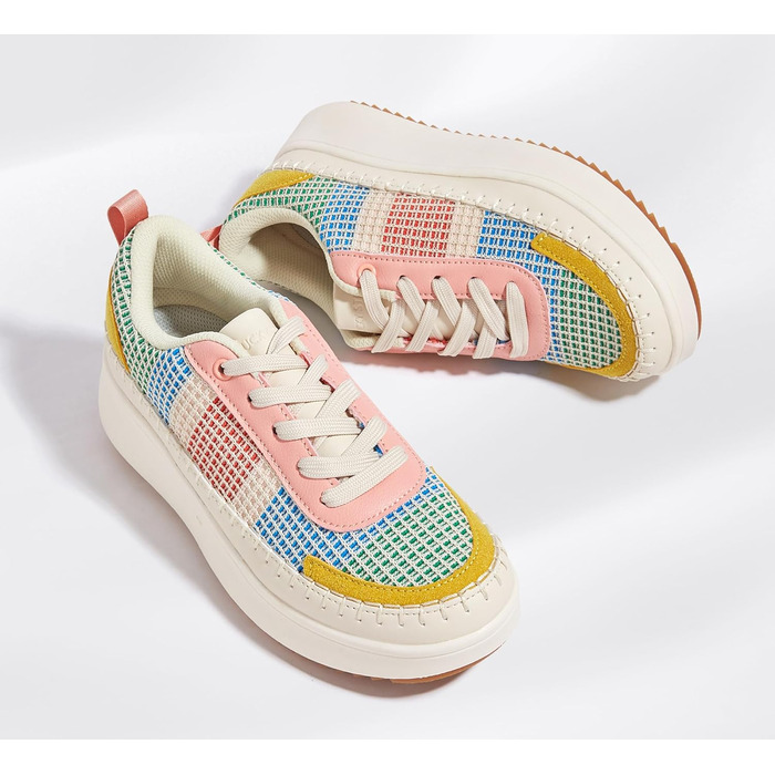 Кросівки жіночі Lucky Step на платформі з камінням, рожево-жовті, повсякденні, 39 EU