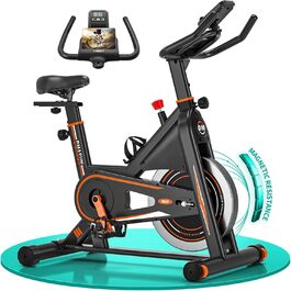 DMASUN Hometrainer: Електричний велотренажер з магнітним опором, LCD-монітором, комфортним сидінням (до 160 кг), чорно-помаранчевий