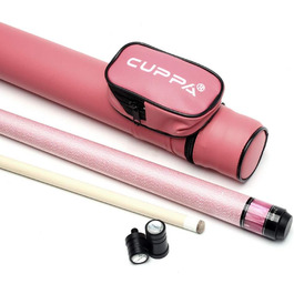 Cuppa: жіночий бильярдний кий, 11,75/13 мм наконечники, рожева обкладинка, комплект аксесуарів (крейда, наконечники, рукавичка, рушник, захист суглоба) 12,75 мм