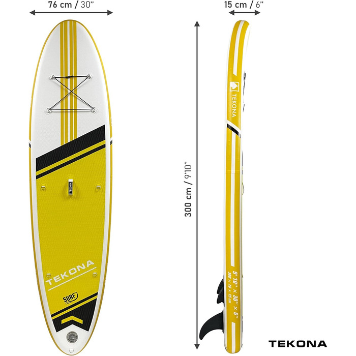 Надувний SUP борд Tekona Stand Up Paddle Board Set: комплект з рюкзаком, насосом, веслом та кріпленням для каяка. 300/320 см, 3 фінни. Різні моделі та кольори TOUR/SURF 9'8
